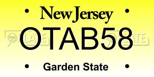 OTAB58 New Jersey License Plate