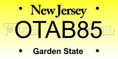 OTAB85 New Jersey License Plate