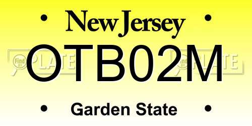 OTB02M New Jersey License Plate