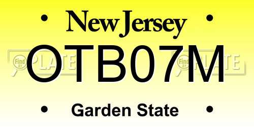 OTB07M New Jersey License Plate