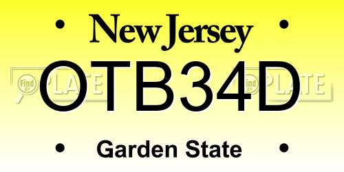 OTB34D New Jersey License Plate