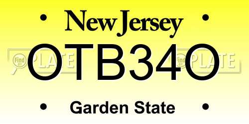 OTB34O New Jersey License Plate