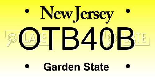 OTB40B New Jersey License Plate