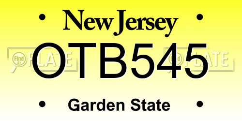 OTB545 New Jersey License Plate