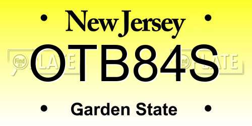 OTB84S New Jersey License Plate