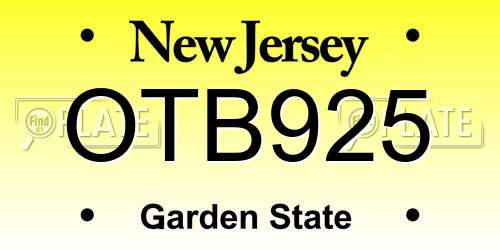 OTB925 New Jersey License Plate