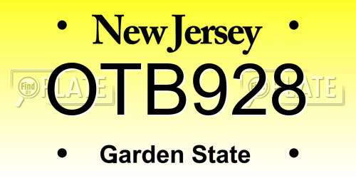 OTB928 New Jersey License Plate