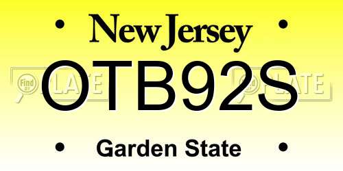 OTB92S New Jersey License Plate