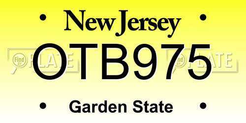 OTB975 New Jersey License Plate