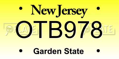 OTB978 New Jersey License Plate