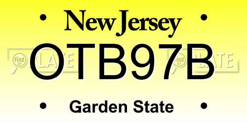 OTB97B New Jersey License Plate