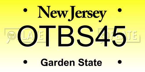 OTBS45 New Jersey License Plate