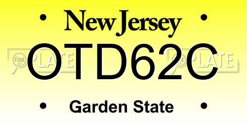 OTD62C New Jersey License Plate