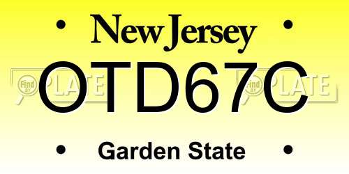 OTD67C New Jersey License Plate