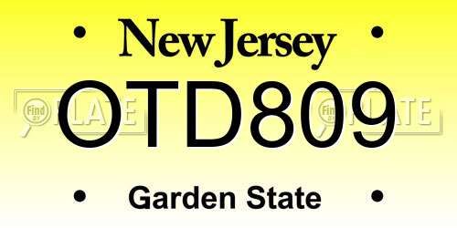 OTD809 New Jersey License Plate
