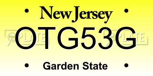OTG53G New Jersey License Plate