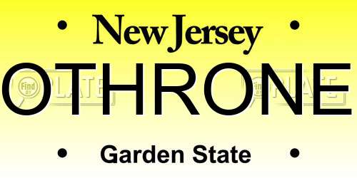OTHRONE New Jersey License Plate
