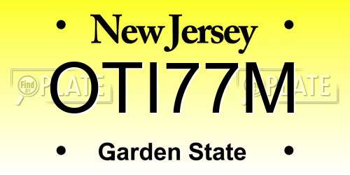 OTI77M New Jersey License Plate