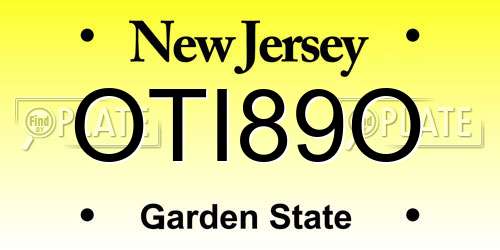 OTI89O New Jersey License Plate