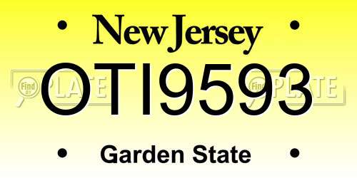OTI9593 New Jersey License Plate