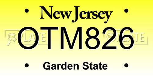 OTM826 New Jersey License Plate