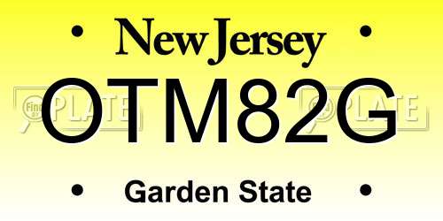 OTM82G New Jersey License Plate