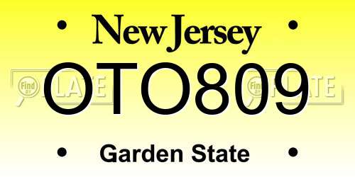 OTO809 New Jersey License Plate