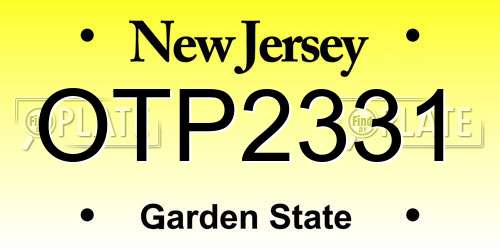 OTP2331 New Jersey License Plate