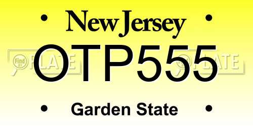 OTP555 New Jersey License Plate
