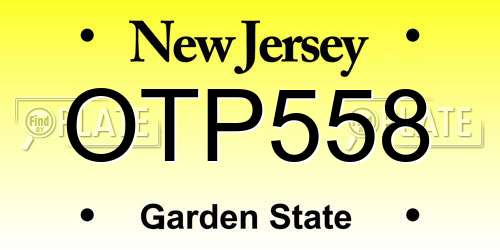 OTP558 New Jersey License Plate