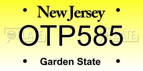 OTP585 New Jersey License Plate