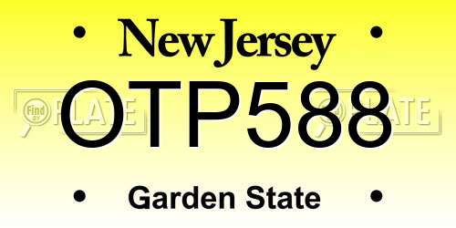 OTP588 New Jersey License Plate