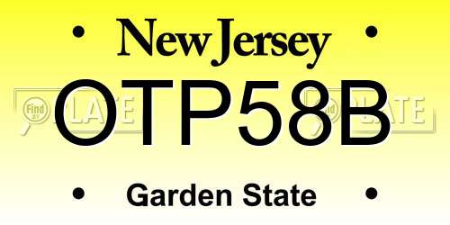 OTP58B New Jersey License Plate