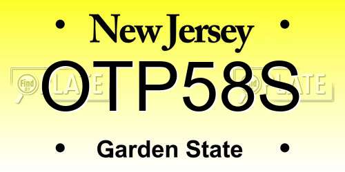 OTP58S New Jersey License Plate