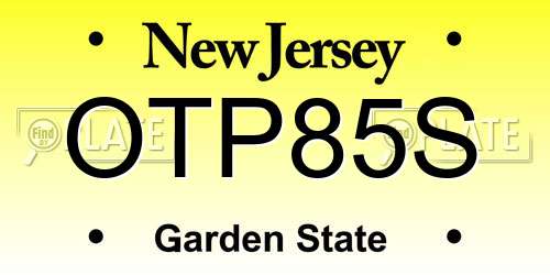 OTP85S New Jersey License Plate