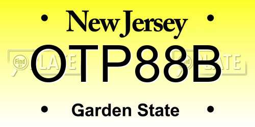 OTP88B New Jersey License Plate