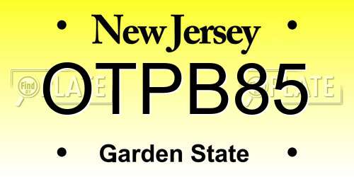 OTPB85 New Jersey License Plate