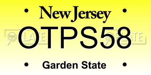 OTPS58 New Jersey License Plate