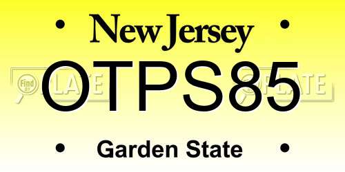 OTPS85 New Jersey License Plate