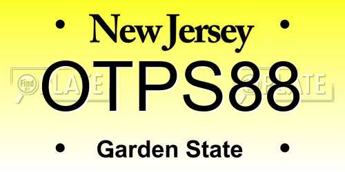 OTPS88 New Jersey License Plate