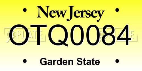 OTQ0084 New Jersey License Plate