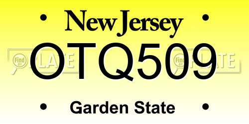 OTQ509 New Jersey License Plate