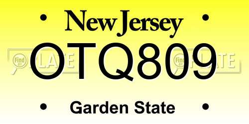 OTQ809 New Jersey License Plate