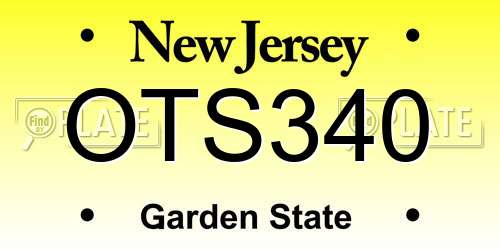 OTS340 New Jersey License Plate