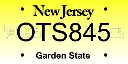 OTS845 New Jersey License Plate