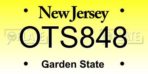 OTS848 New Jersey License Plate