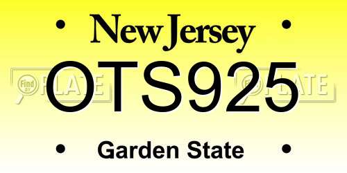 OTS925 New Jersey License Plate