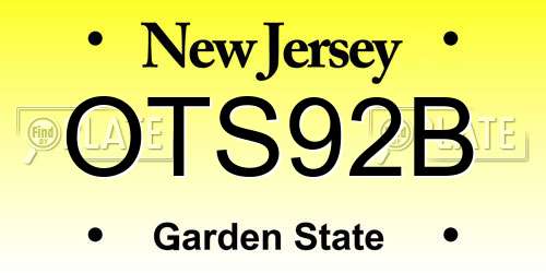 OTS92B New Jersey License Plate