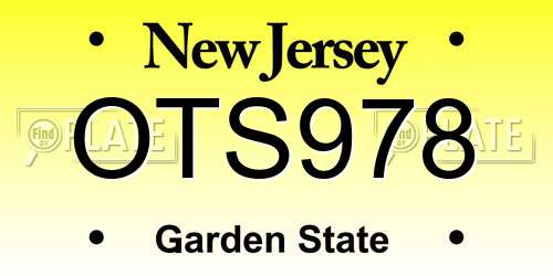 OTS978 New Jersey License Plate