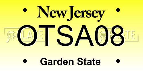 OTSA08 New Jersey License Plate